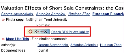 SFX links in a full record in ABI-INFORM Global