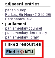 Credo - screengrab of SFX button display in the Credo Reference platform