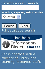 LLR web site Library Catalogue search widget