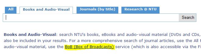 The BoB link in the 'Books and Audio-Visual' tab
