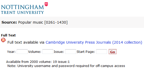 Cambridge University Press - additional full-text ejournal titles