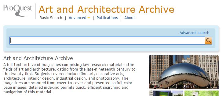 A full-text archive of magazines covering the fields of art and architecture, dating from the late-nineteenth century to the twenty-first. Subjects covered include fine art, decorative arts, architecture, interior design, industrial design, and photography. The magazines are scanned from cover-to-cover and presented as full-colour, full-page images. All text elements are fully searchable.;