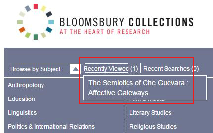 Bloomsbury Collections - Recently Viewed link