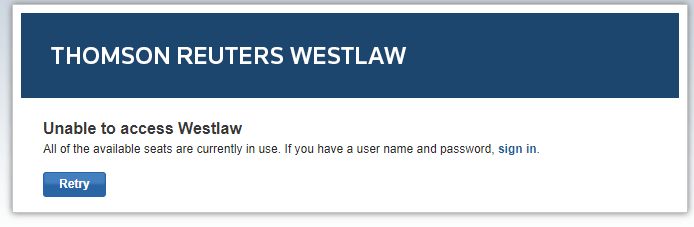Westlaw access error message