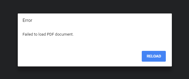 Chrome PDF error message