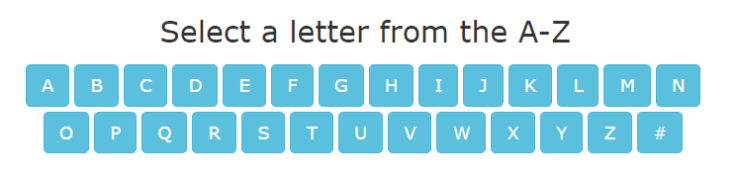 New Find Databases - browse by letter