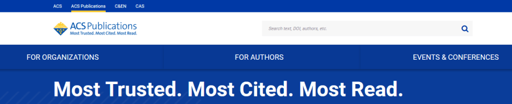 Screenshot of the American Chemical Society homepage